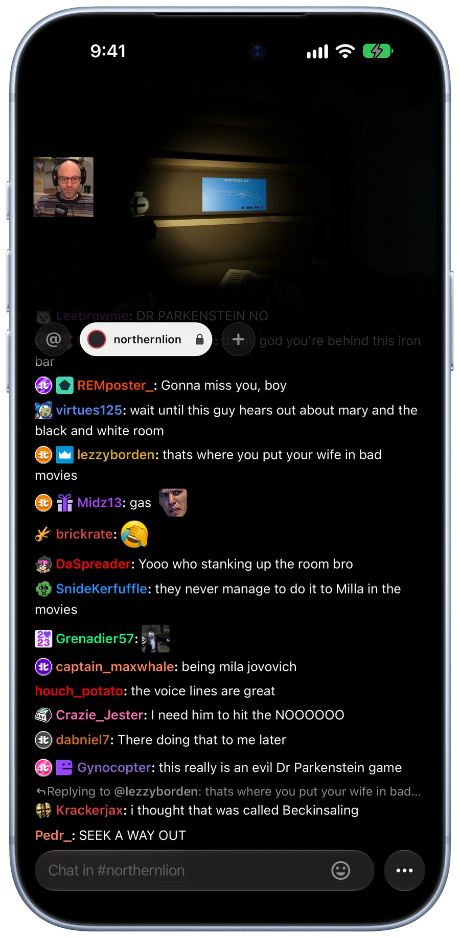 Live stream with chat and 7TV emotes